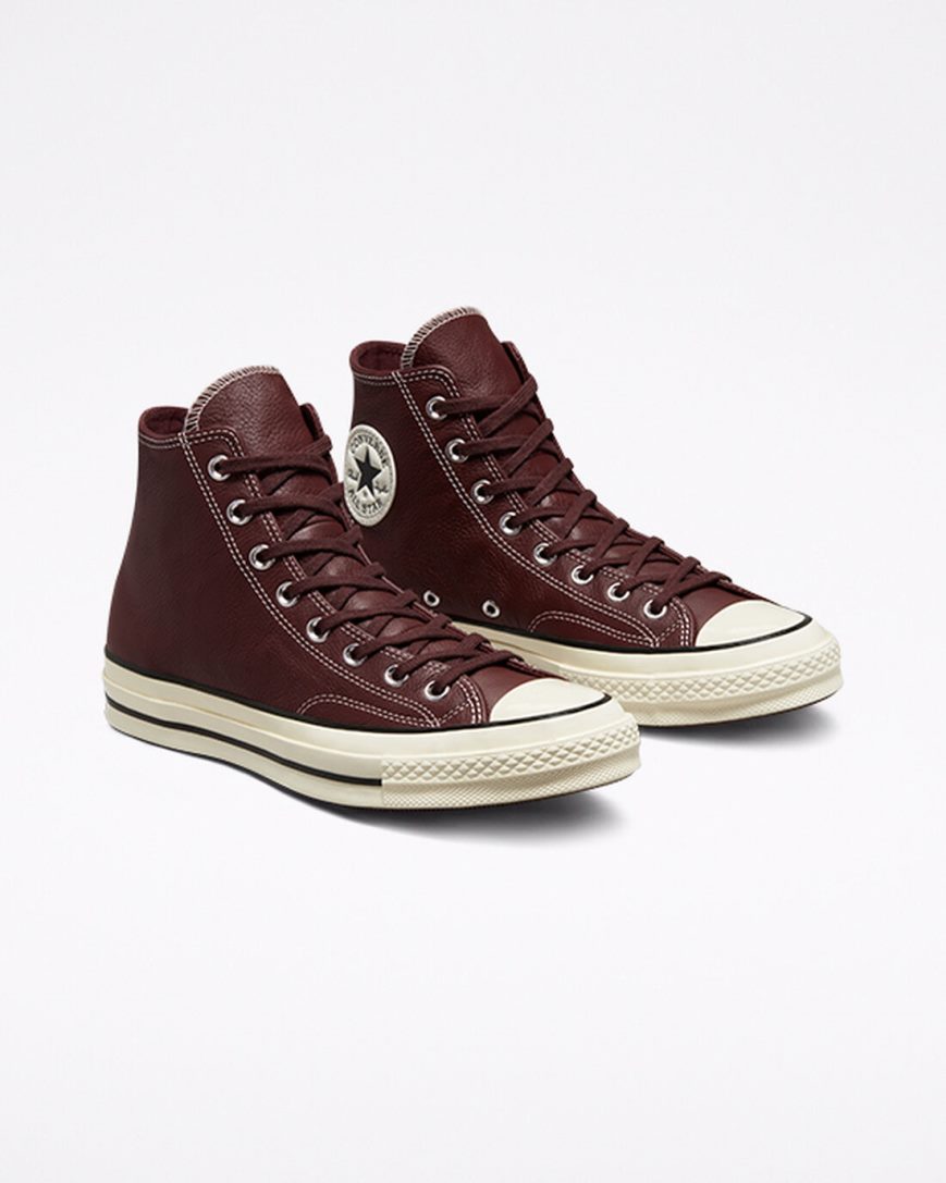 Zapatillas Altas Converse Chuck 70 Cuero Seasonal Color Mujer Burdeos | PE 8E0L54